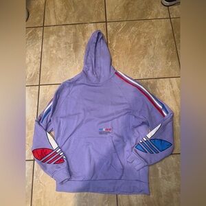 Purple Adidas Tricolor Trefoil Hoodie Size L